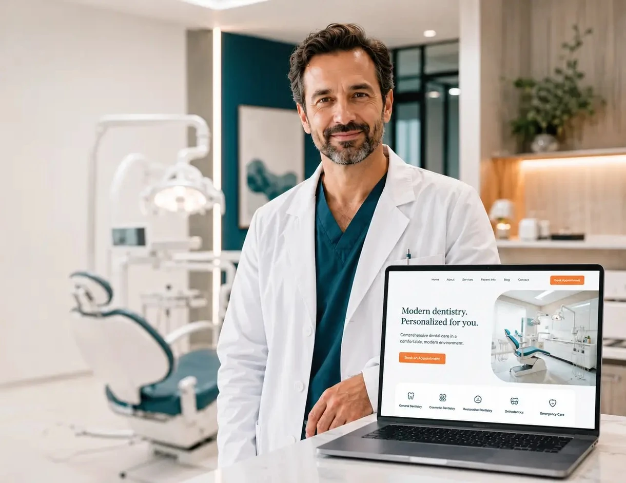 A patient viewing a dental clinic website while deciding whether to book